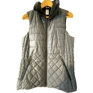 Champion Gray Puffer Vest Solid Neutral Zipper Collar Lined Zip Pockets Medium